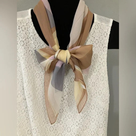 100% Silk scarf large camel grey cream - Picture 1 of 10